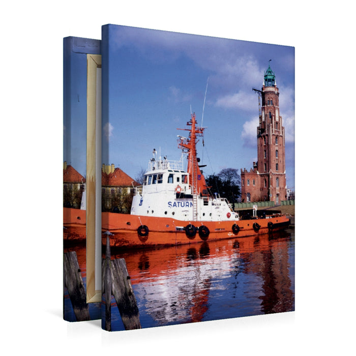 Premium Textil-Leinwand Premium Textil-Leinwand 50 cm x 75 cm hoch Leuchtturm Bremerhaven