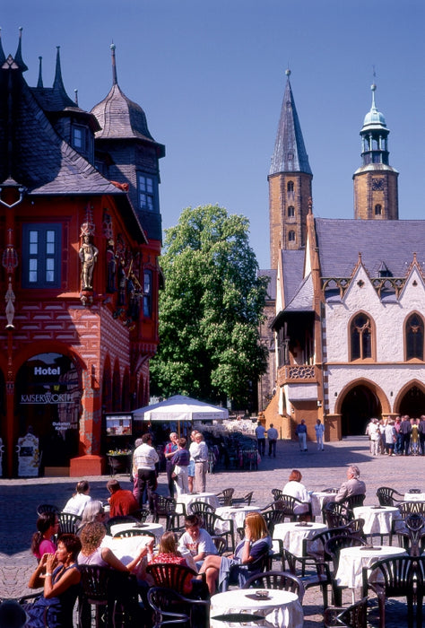 Toile textile haut de gamme Toile textile haut de gamme 80 cm x 120 cm de haut Place du marché de Goslar avec l'hôtel de ville et Kaiser Worth 