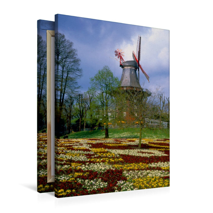 Premium Textil-Leinwand Premium Textil-Leinwand 60 cm x 90 cm hoch Windmühle in Bremer Park