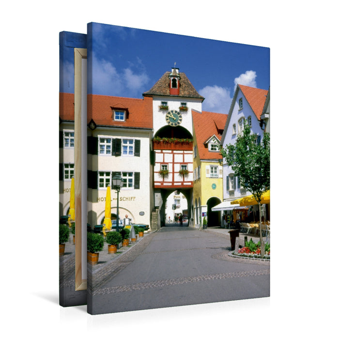 Toile textile haut de gamme Toile textile haut de gamme 60 cm x 90 cm de haut Porte de la ville dans la ville basse de Meersburg