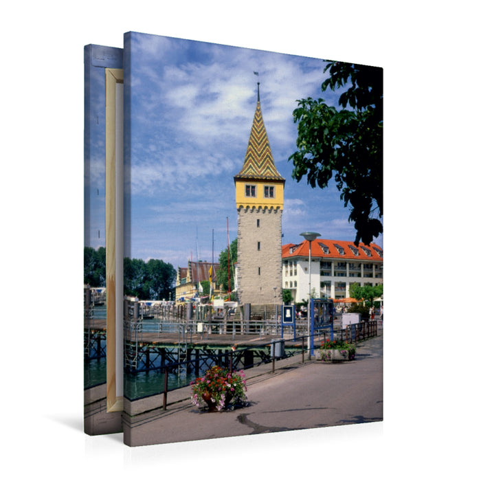 Toile textile haut de gamme Toile textile haut de gamme 60 cm x 90 cm de haut Mangturm dans le port de Lindau