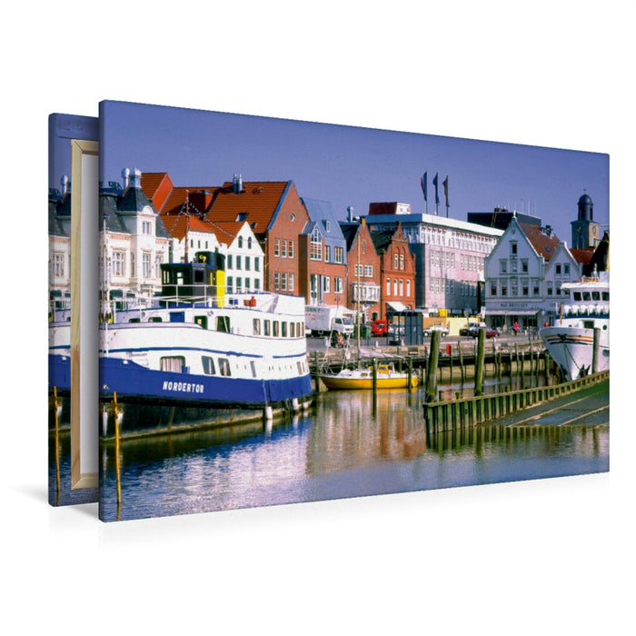 Premium Textil-Leinwand Premium Textil-Leinwand 120 cm x 80 cm quer Stadt Husum am Hafen