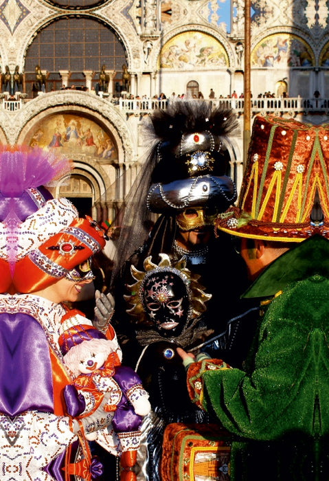 Toile textile haut de gamme Toile textile haut de gamme 50 cm x 75 cm de haut Un motif du calendrier Masques de nostalgie - Carnaval de Venise 
