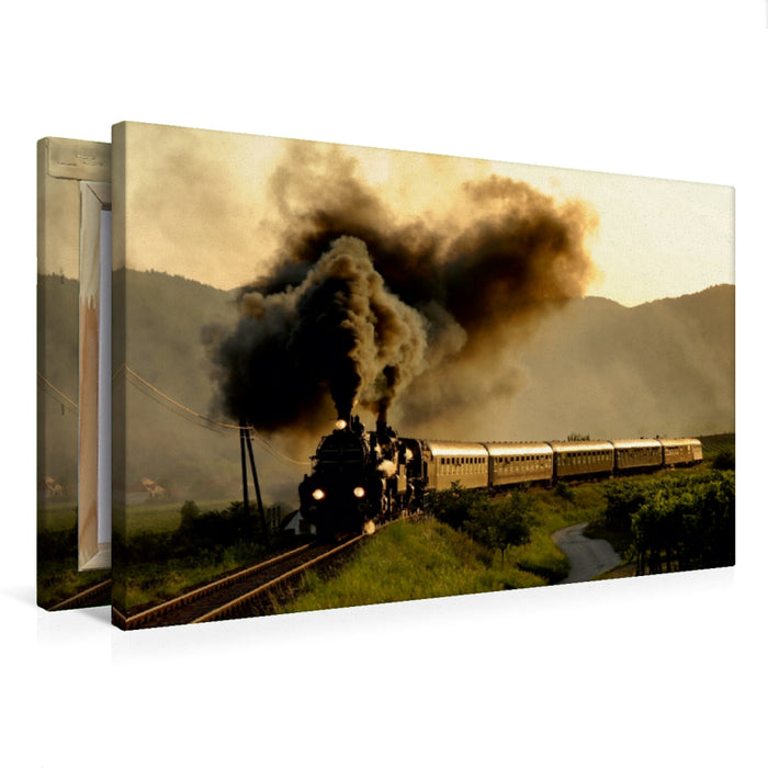 Premium Textil-Leinwand Premium Textil-Leinwand 75 cm x 50 cm quer Eisenbahn wie zu Großmutters Zeiten.