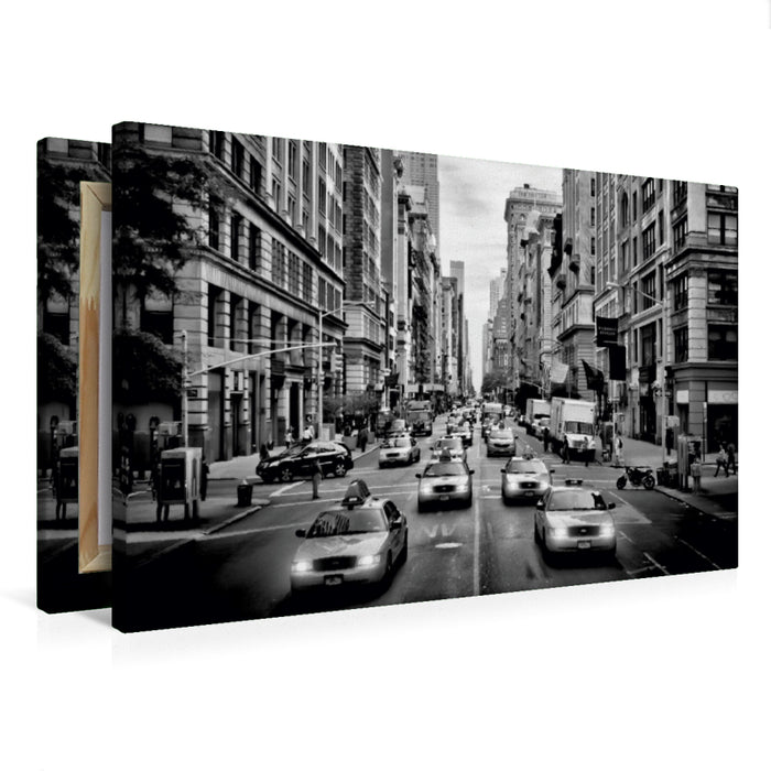 Premium Textil-Leinwand Premium Textil-Leinwand 75 cm x 50 cm quer NYC 5th Avenue Monochrom