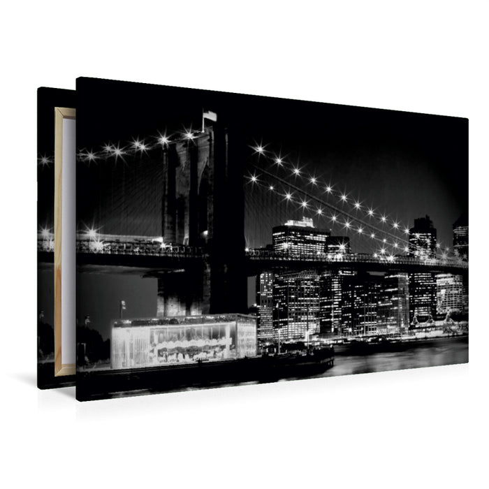 Premium Textil-Leinwand Premium Textil-Leinwand 120 cm x 80 cm quer NYC Brooklyn Bridge und Manhattan Skyline