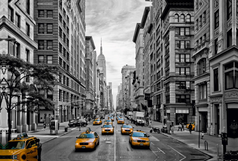 Toile textile haut de gamme Toile textile haut de gamme 120 cm x 80 cm paysage 5e Avenue NYC traffic 