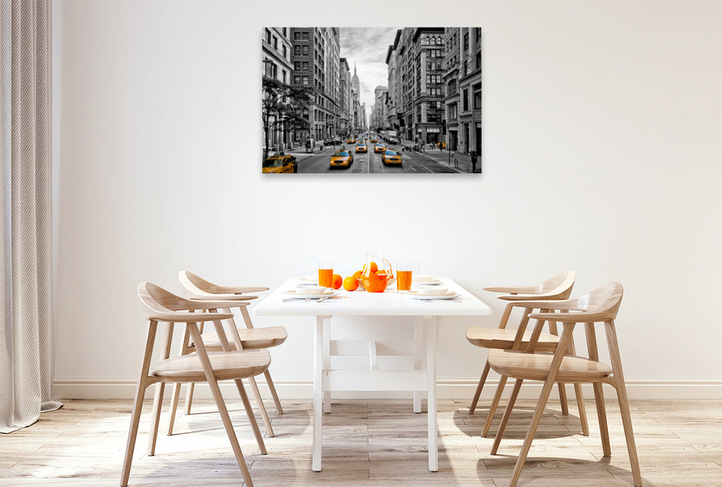 Toile textile haut de gamme Toile textile haut de gamme 120 cm x 80 cm paysage 5e Avenue NYC traffic 