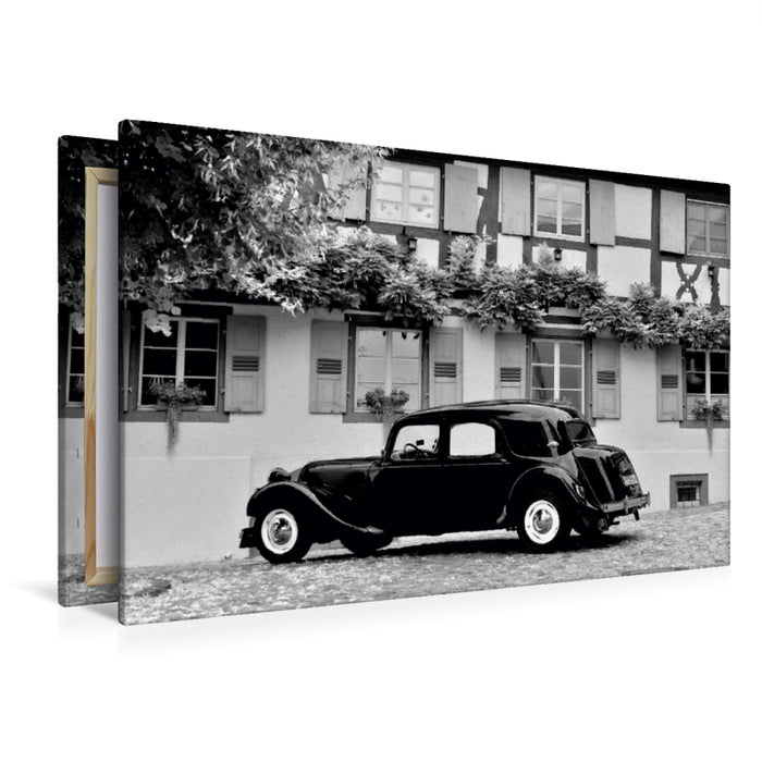 Premium Textil-Leinwand Premium Textil-Leinwand 120 cm x 80 cm quer Ein Motiv aus dem Kalender Citroën 11 CV Traction Avant in schwarzweiss