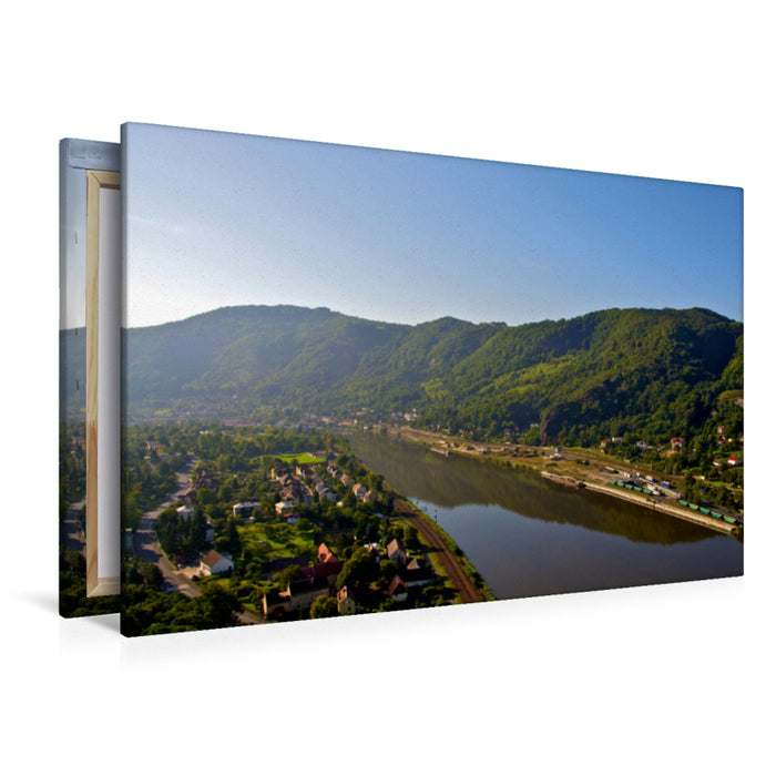 Premium Textil-Leinwand Premium Textil-Leinwand 120 cm x 80 cm quer Blick auf die Elbe bei Usti nad Labem