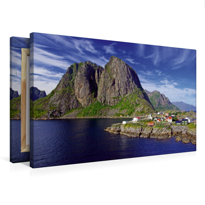 Premium Textil-Leinwand Premium Textil-Leinwand 75 cm x 50 cm quer Norwegen: Berge und Meer auf den Lofoten