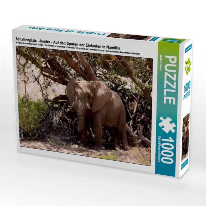Schattenplatz.  Jumbo - Auf den Spuren der Elefanten in Namibia - CALVENDO Foto-Puzzle - calvendoverlag 29.99
