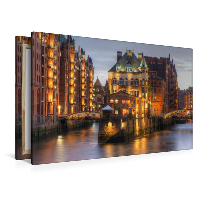 Premium Textil-Leinwand Premium Textil-Leinwand 120 cm x 80 cm quer Hamburg - Speicherstadt