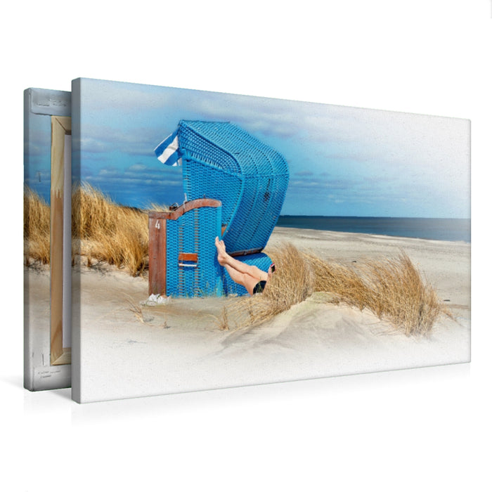 Premium Textil-Leinwand Premium Textil-Leinwand 75 cm x 50 cm quer Strandkorb an der Nordsee