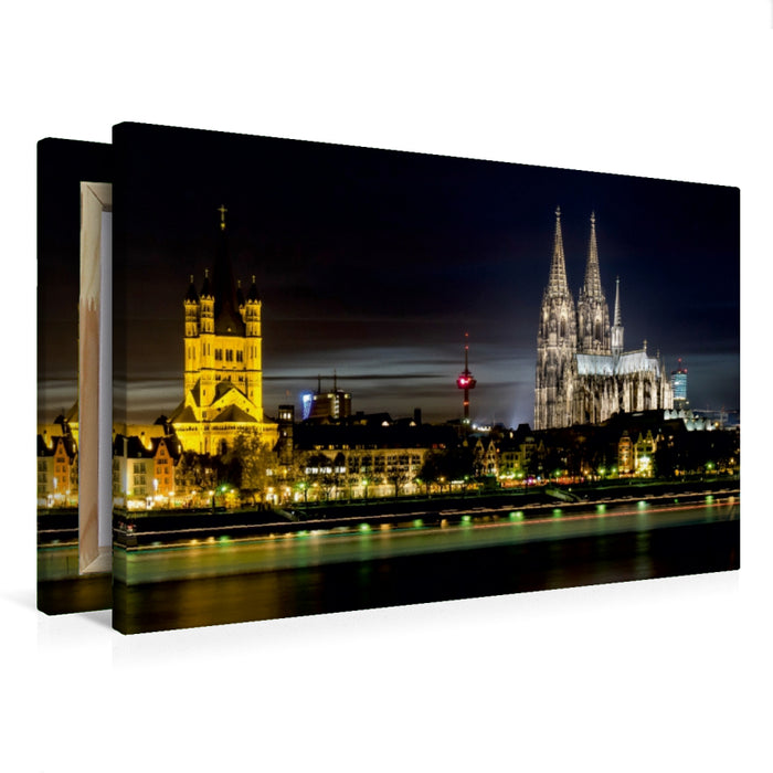 Premium Textil-Leinwand Premium Textil-Leinwand 75 cm x 50 cm quer Köln - Panorama mit Dom und Groß St. Martin