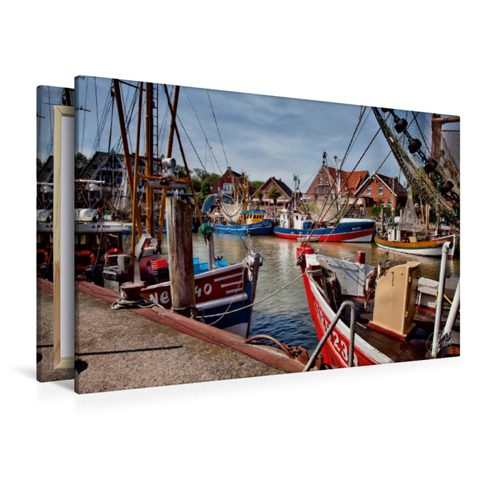 Premium Textil-Leinwand Premium Textil-Leinwand 120 cm x 80 cm quer Im Hafen von Neuharlingersiel