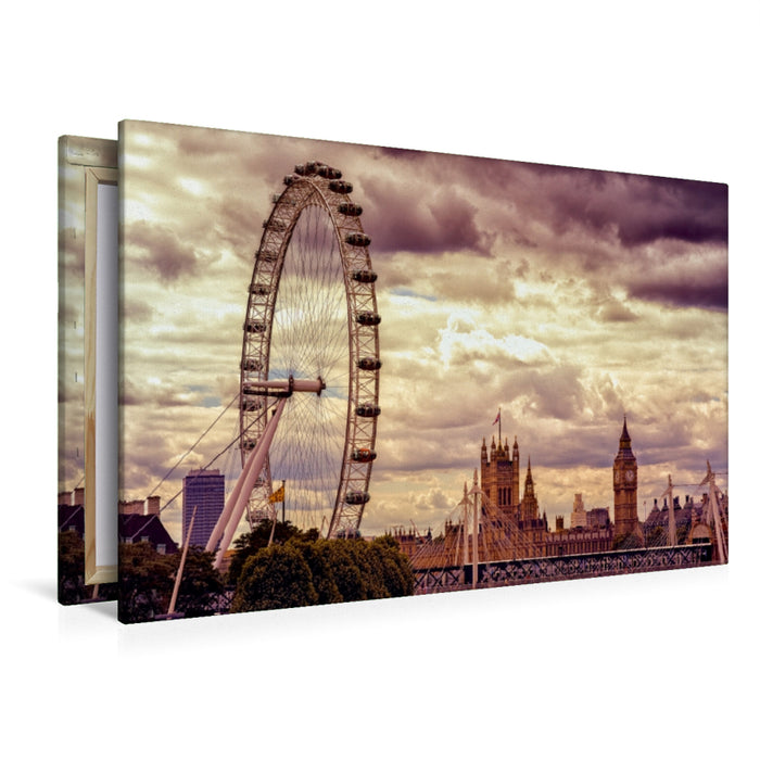 Premium Textil-Leinwand Premium Textil-Leinwand 120 cm x 80 cm quer London Eye & Big Ben