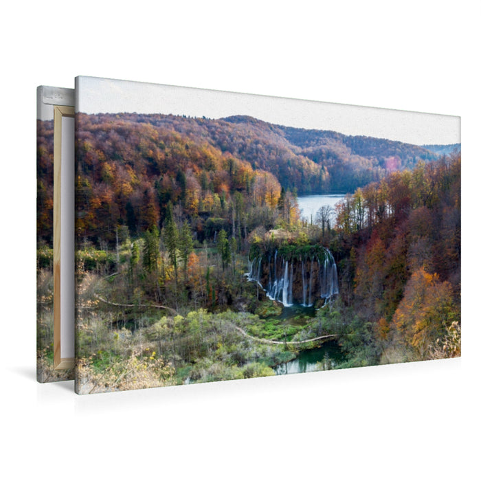 Premium Textil-Leinwand Premium Textil-Leinwand 120 cm x 80 cm quer Ein Motiv aus dem Kalender Herbstimpressionen Plitvicer Seen