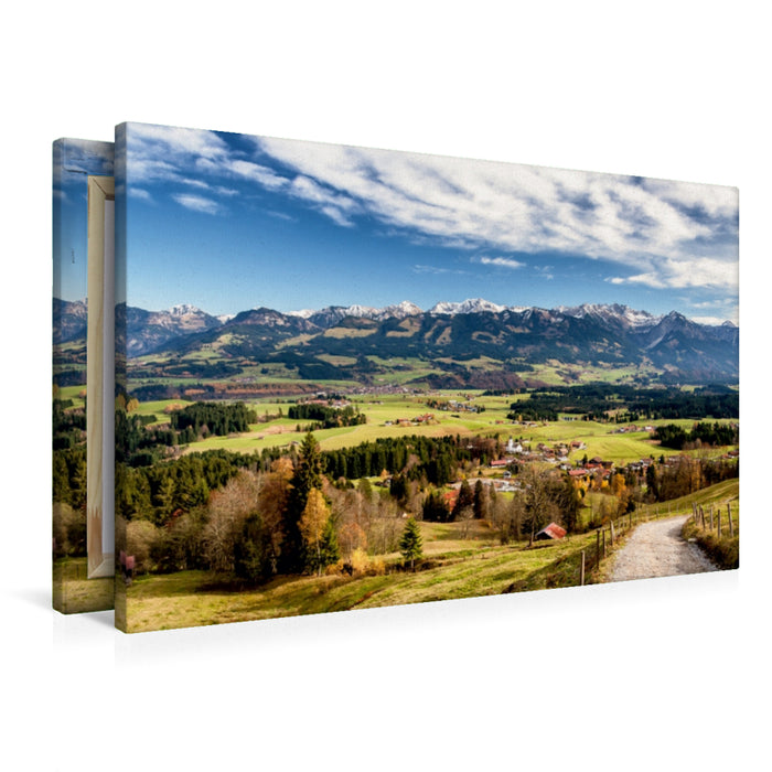 Premium Textil-Leinwand Premium Textil-Leinwand 90 cm x 60 cm quer Blick auf Ofterschwang