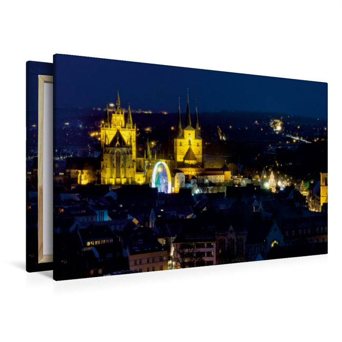 Premium Textil-Leinwand Premium Textil-Leinwand 120 cm x 80 cm quer Erfurt - Mariendom und Severikirche