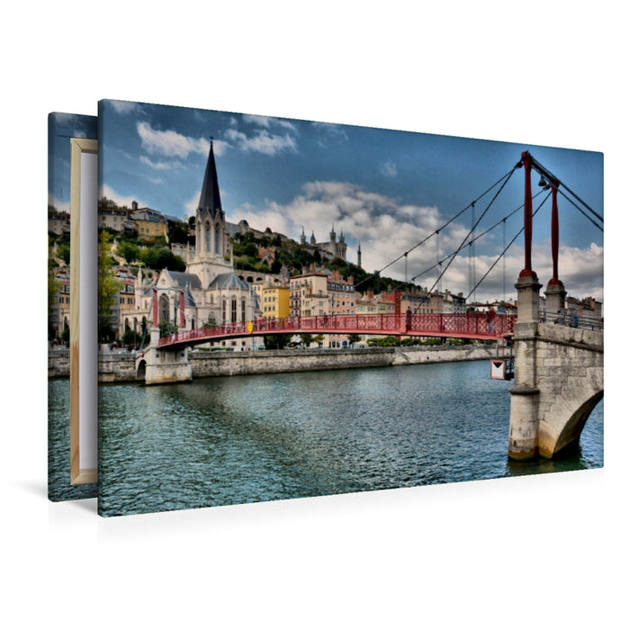 Premium Textil-Leinwand Premium Textil-Leinwand 120 cm x 80 cm quer Ein Bild der großen Kalender Städte in Frankreich - Lyon