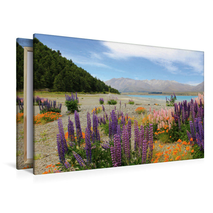 Premium textile canvas Premium textile canvas 120 cm x 80 cm landscape Lake Tekapo 