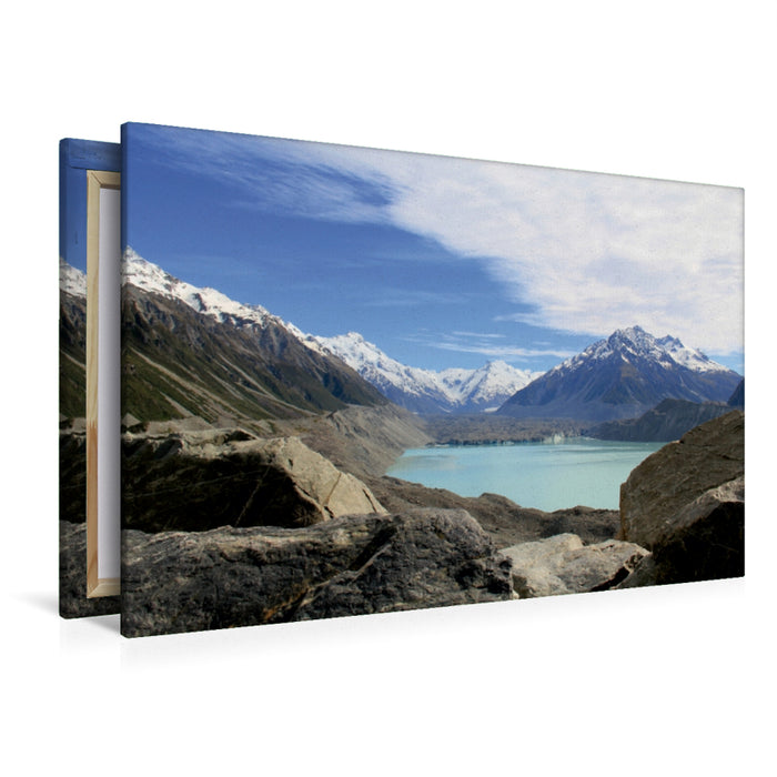 Premium Textil-Leinwand Premium Textil-Leinwand 120 cm x 80 cm quer Tasman Glacier mit Gletschersee