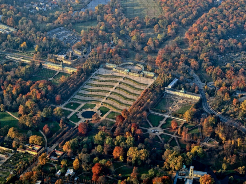 Schloss Sanssouci mit Weinberg-Terrassen und Großer Fontäne - CALVENDO Foto-Puzzle - calvendoverlag 29.99