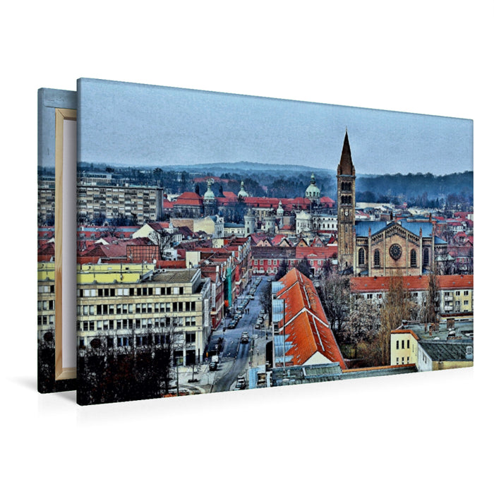 Premium Textil-Leinwand Premium Textil-Leinwand 120 cm x 80 cm quer St. Peter und Paul Kirche, Nauener Tor und Stadtverwaltung von Potsdam