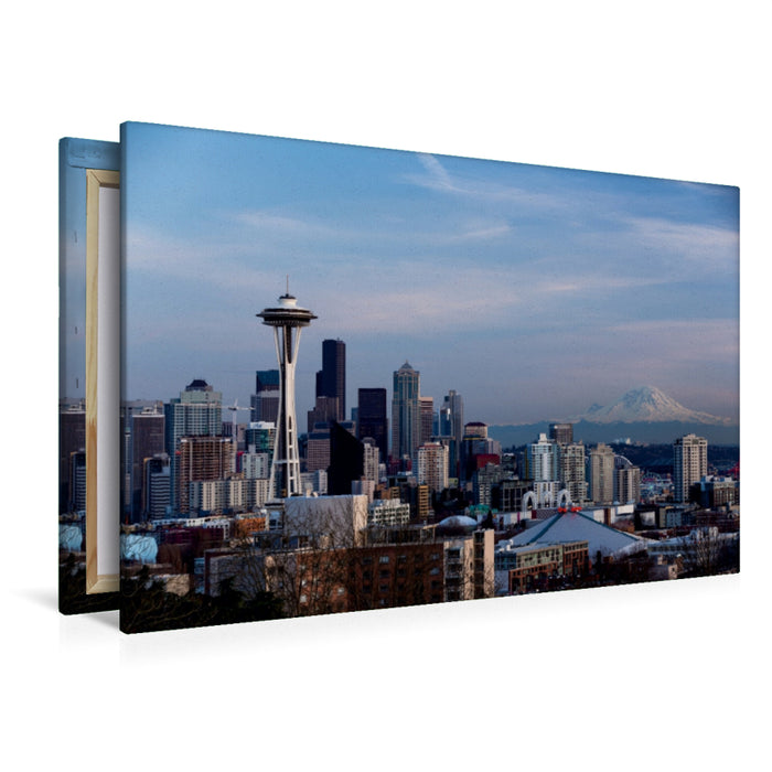 Premium Textil-Leinwand Premium Textil-Leinwand 120 cm x 80 cm quer Seattle Skyline