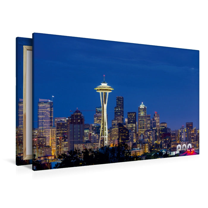 Premium Textil-Leinwand Premium Textil-Leinwand 120 cm x 80 cm quer Seattle Skyline at Night