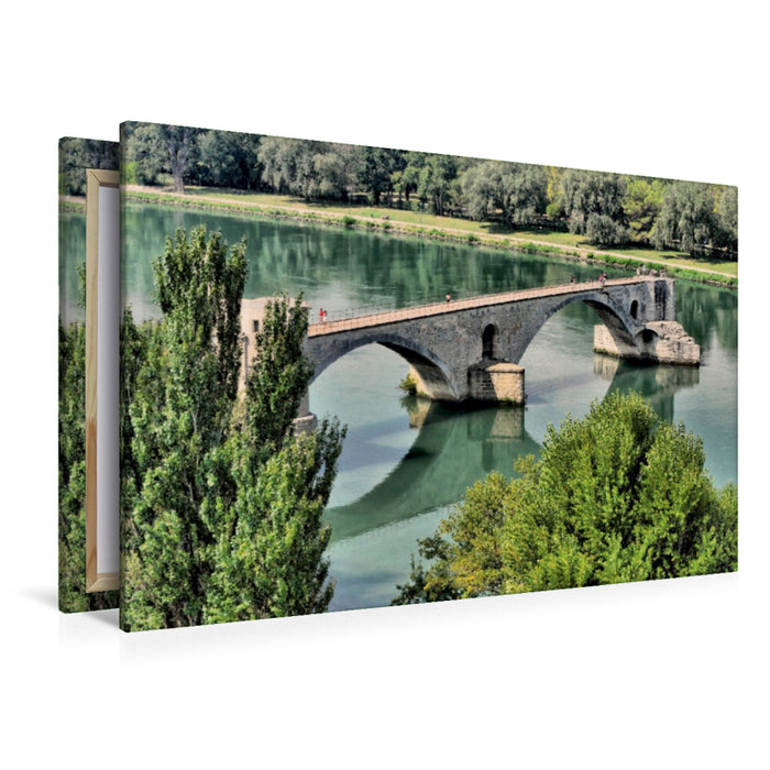 Toile textile premium Toile textile premium 120 cm x 80 cm traversant Pont d'Avignon 