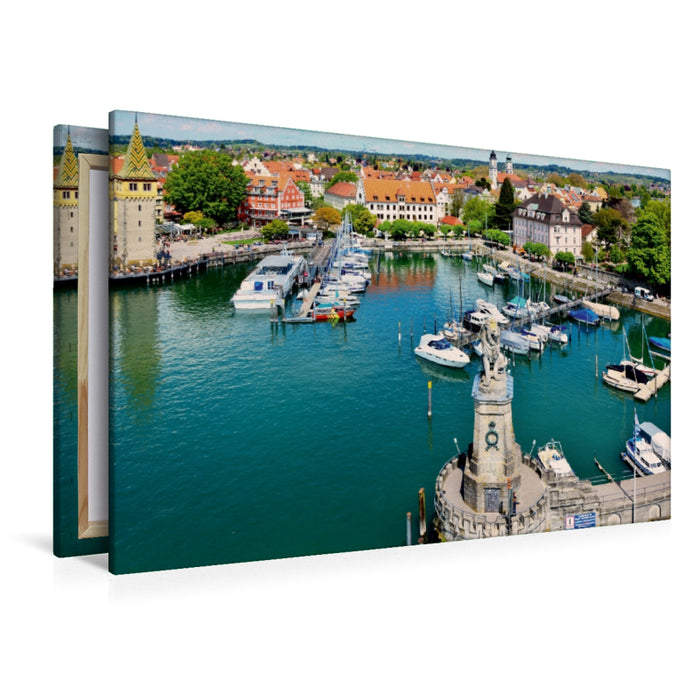 Premium Textil-Leinwand Premium Textil-Leinwand 120 cm x 80 cm quer Blick vom Leuchtturm