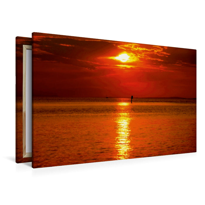 Premium Textil-Leinwand Premium Textil-Leinwand 120 cm x 80 cm quer Bodensee bei Sonnenuntergang