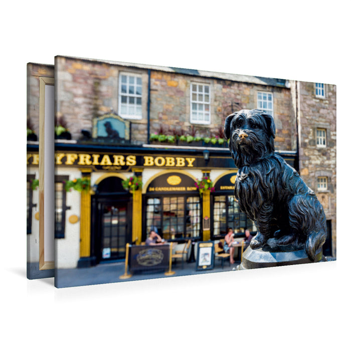 Toile textile haut de gamme Toile textile haut de gamme 120 cm x 80 cm paysage Édimbourg : Greyfriars Bobby 