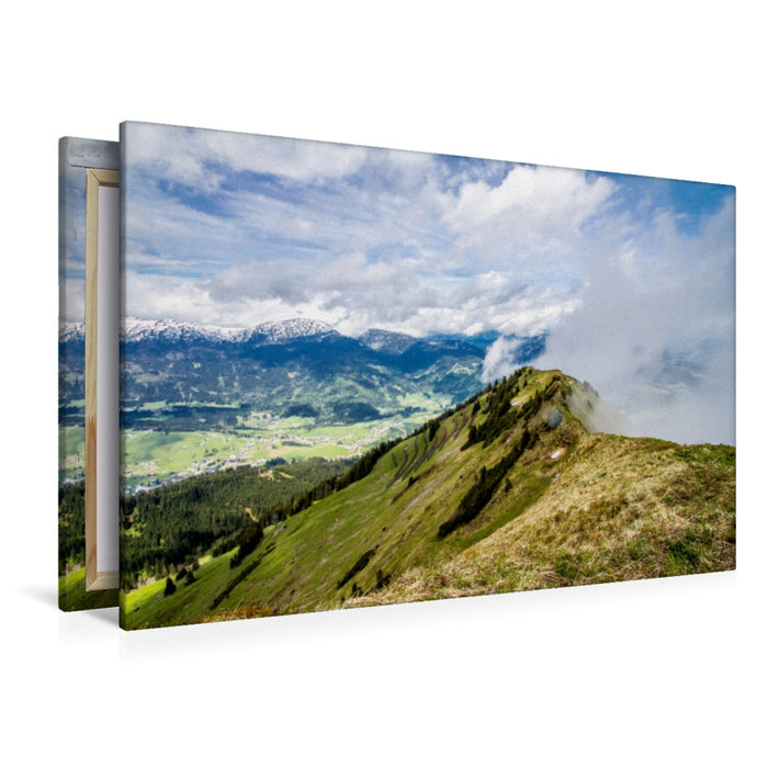 Premium Textil-Leinwand Premium Textil-Leinwand 120 cm x 80 cm quer Kanzelwand Bergstation