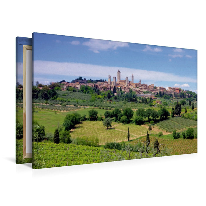 Toile textile premium Toile textile premium 120 cm x 80 cm paysage San Gimignano 