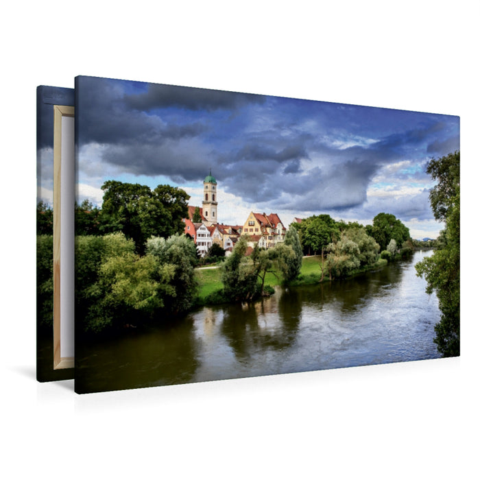 Premium Textil-Leinwand Premium Textil-Leinwand 120 cm x 80 cm quer Donau und Altstadt