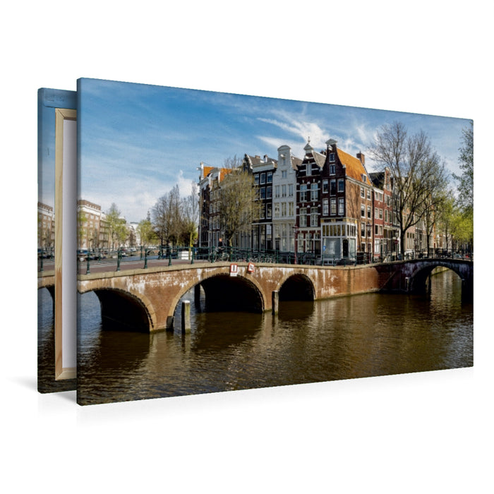 Premium Textil-Leinwand Premium Textil-Leinwand 120 cm x 80 cm quer Amsterdam - Herrenhäuser an der Keizersgracht