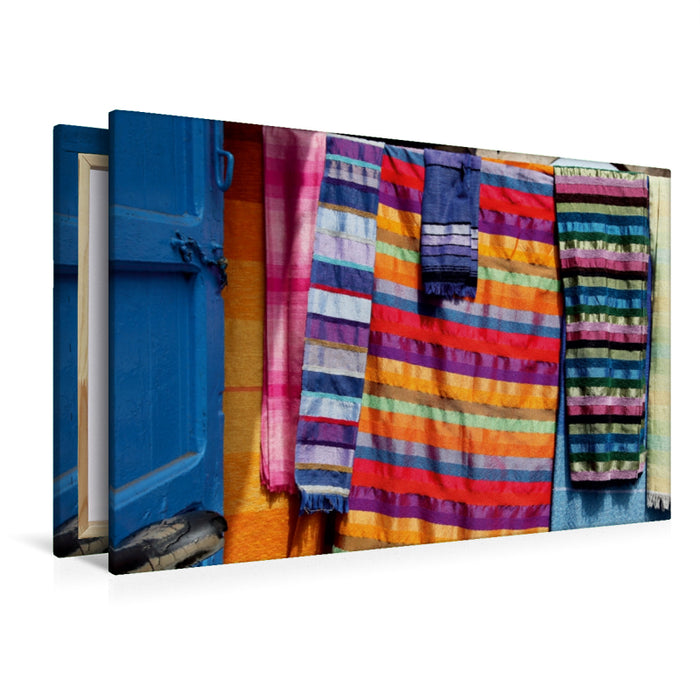 Premium Textil-Leinwand Premium Textil-Leinwand 120 cm x 80 cm quer Farbige Stoffe, Marrakesch