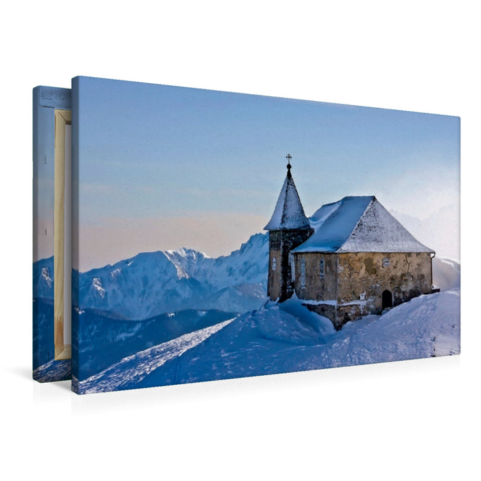 Premium Textil-Leinwand Premium Textil-Leinwand 90 cm x 60 cm quer Deutsche Kirche auf dem Dobratsch