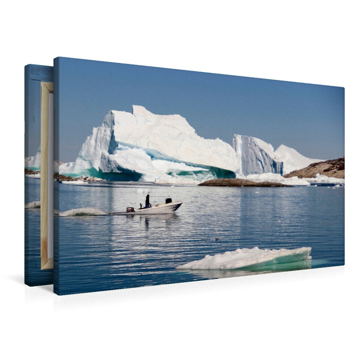 Premium Textil-Leinwand Premium Textil-Leinwand 90 cm x 60 cm quer Auf dem Heimweg durch den Eisfjord Ilulissat