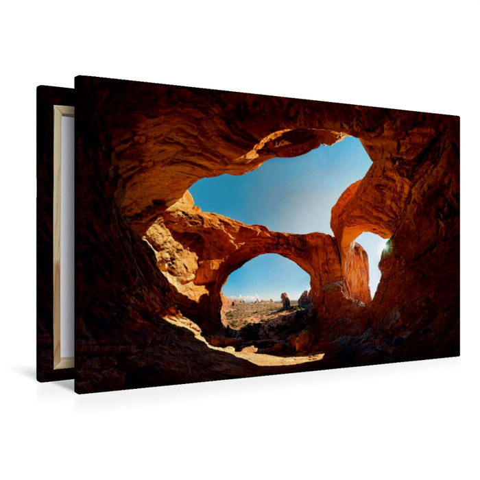 Premium Textil-Leinwand Premium Textil-Leinwand 120 cm x 80 cm quer Double Arch, Arches Nationalpark, USA