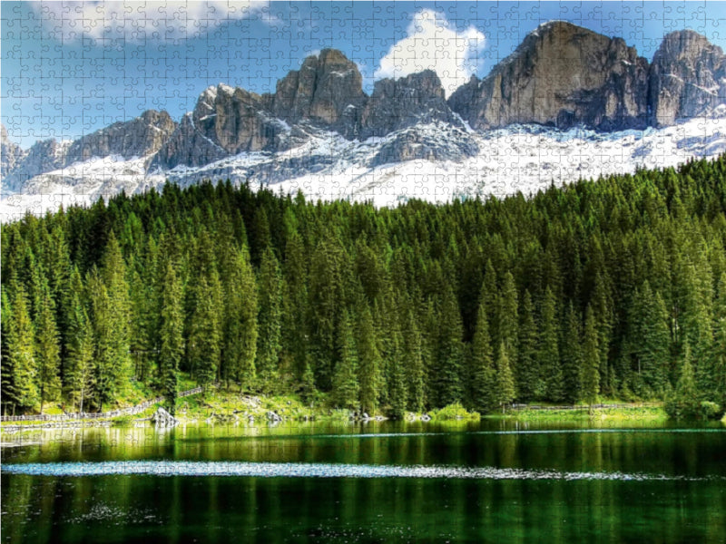 Karersee mit Rosengarten - erreichbar über Karerpass oder Bozen - CALVENDO Foto-Puzzle - calvendoverlag 29.99