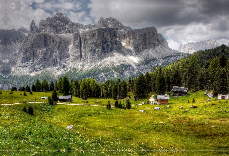 Toile textile haut de gamme Toile textile haut de gamme 75 cm x 50 cm paysage Sella Meisules - Val Gardena Dolomites