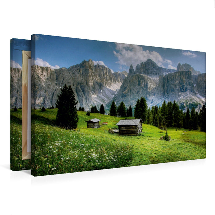 Toile textile haut de gamme Toile textile haut de gamme 75 cm x 50 cm paysage Val di Mesdi - Val Gardena 