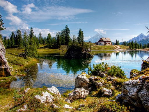 Lago di Federa mit Sorapiss und Antelao - erreichbar von Cortina oder Passo Giau - CALVENDO Foto-Puzzle - calvendoverlag 29.99