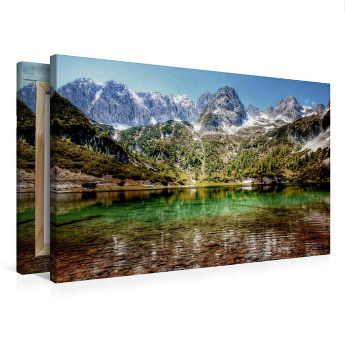 Premium Textil-Leinwand Premium Textil-Leinwand 75 cm x 50 cm quer Ein Motiv aus dem Kalender Traumhafte Alpen  -  Bergseen und Almen