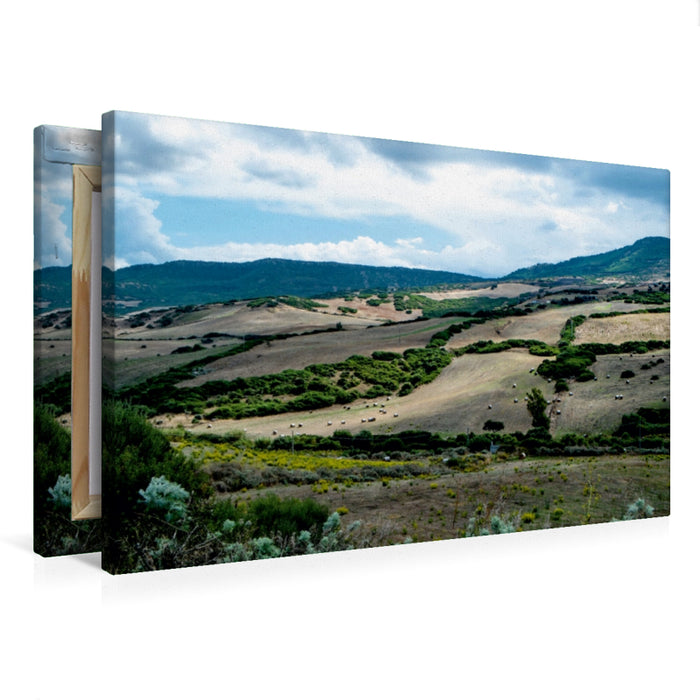Premium Textil-Leinwand Premium Textil-Leinwand 75 cm x 50 cm quer Herbstliche Felder auf Sardinien