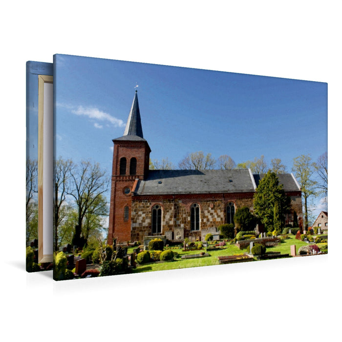 Premium Textil-Leinwand Premium Textil-Leinwand 120 cm x 80 cm quer St. Laurentius-Kirche zu Abbehausen